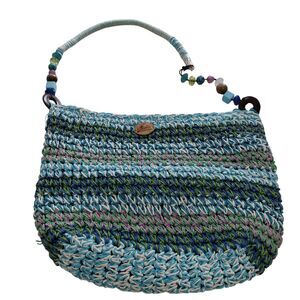 Cappelli Woven Multicolor Shoulder Purse with Beaded Handle